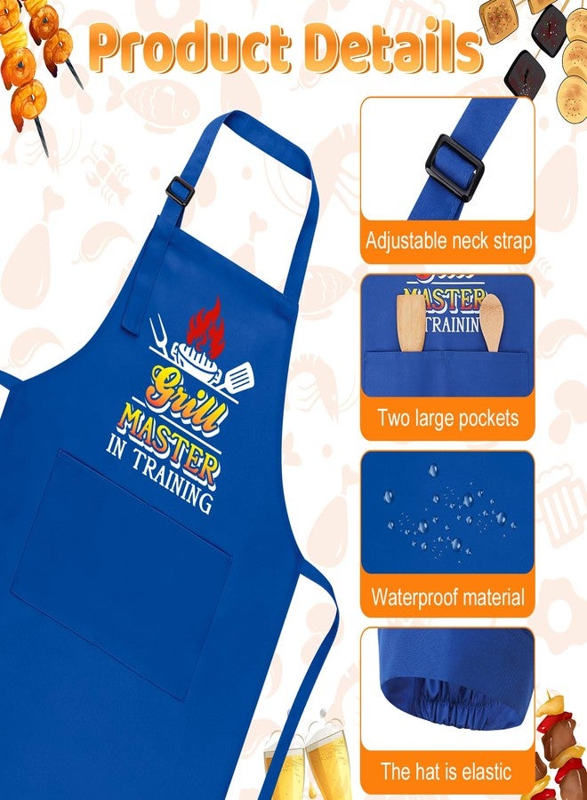 XLSXEXCL Kids Apron and Chef Hat Set, Funny Apron Adjustable Child Aprons Chef in Training Kitchen Aprons for Boys and Girls for Cooking, Baking, Painting, Training (Blue) - Image 3